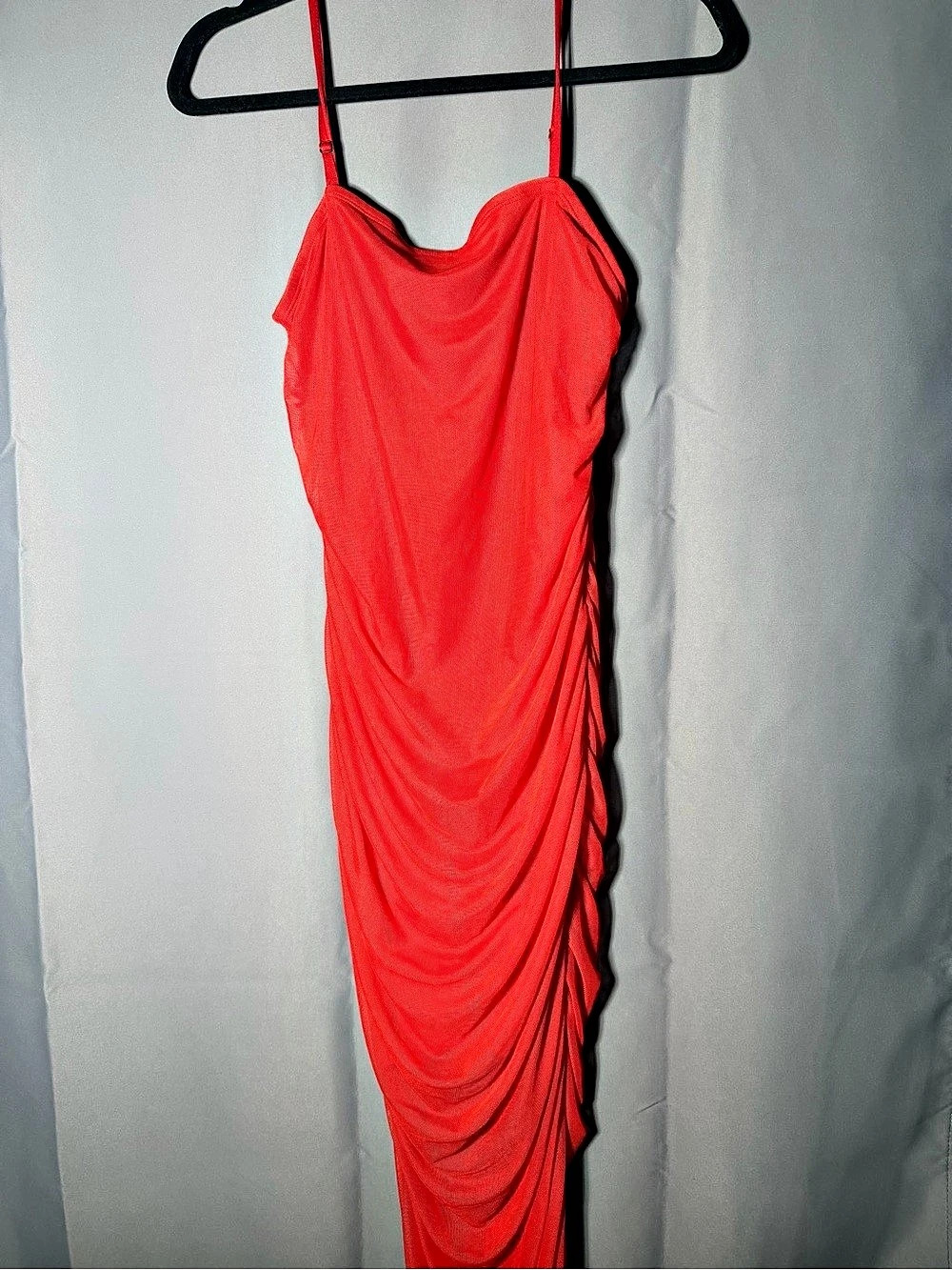 Ruched Maxi Dress in Red Size Large